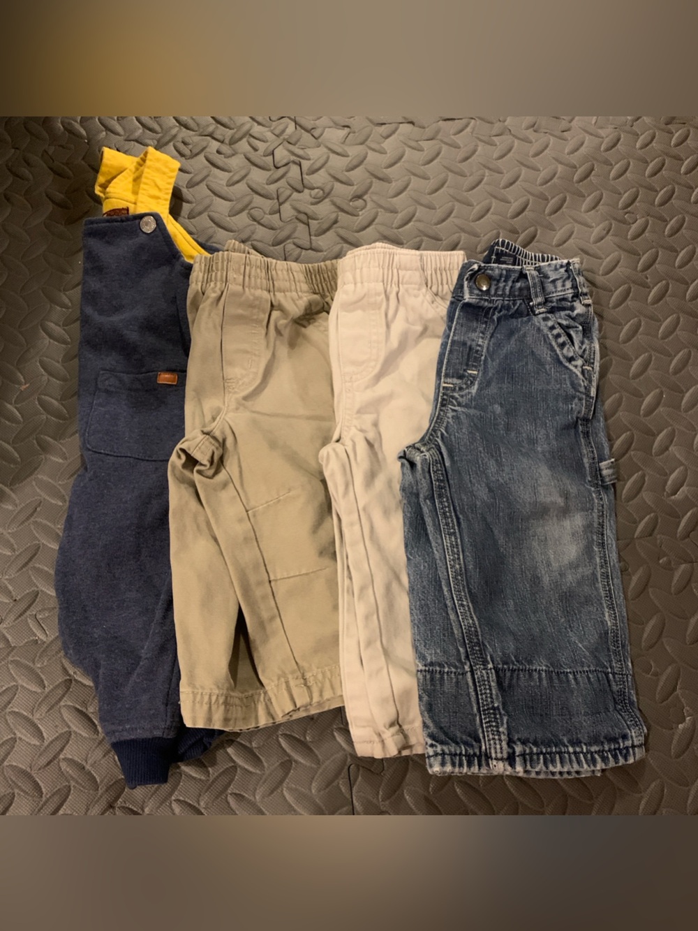 Boys Clothing Lot Size 12 Months Overalls Blue Jeans Tan Pants